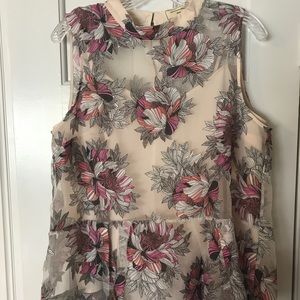 Anthropologie Nude Floral Peplum Top